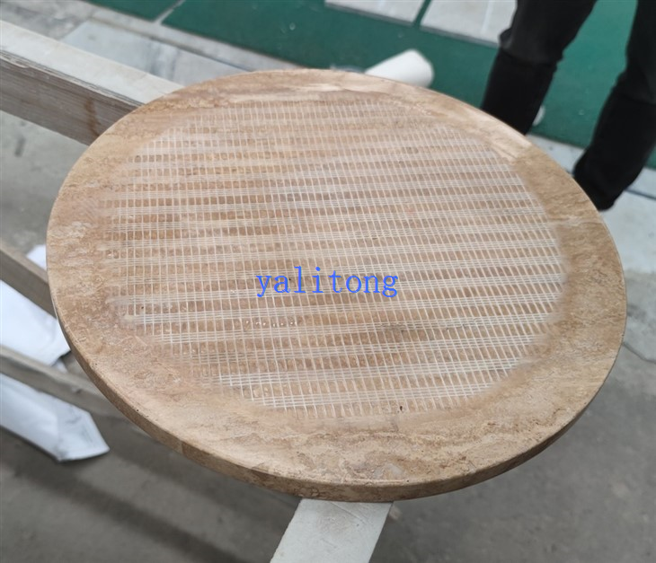 Round travertine table top