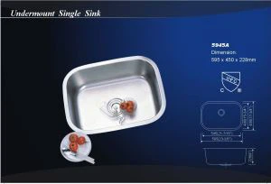 Komercijalno podmazivanje 304 Nehrđajući čelik nosač zdjele, pojedinačna zdjela kuhinjska sudoper (5945A) S CUPC